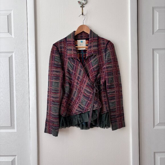 Anthropologie Sparrow Cascading Tulle Wool Angora Blend Cardigan - Picture 2 of 7